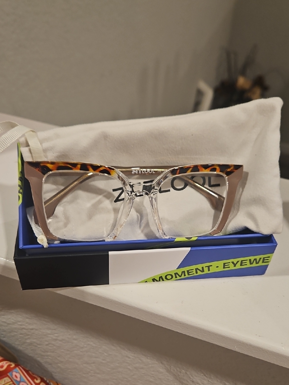 Transparent & Tortoiseshell Women's Square Glasses